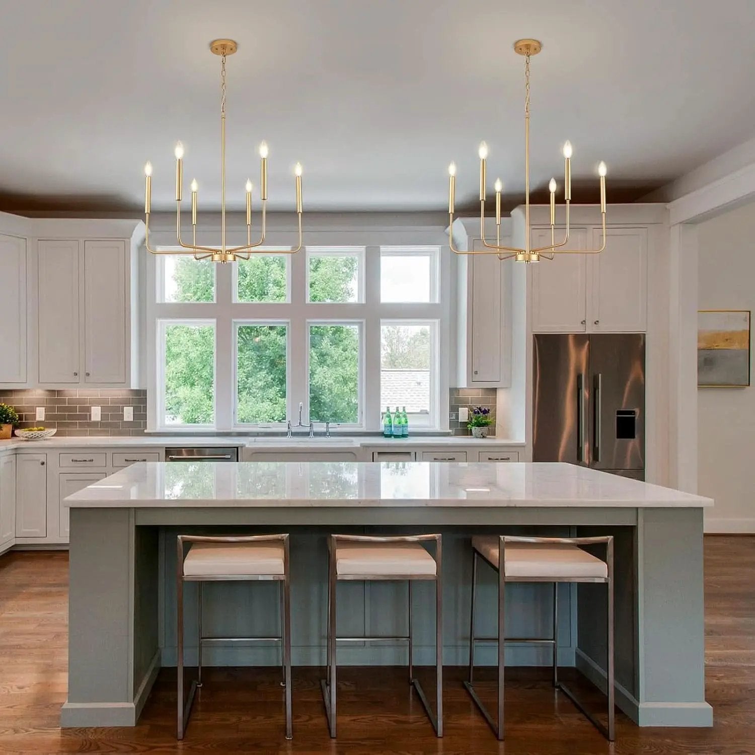Gold 6 Light Candle Chandelier For Dining Room Modern from PriceLows™