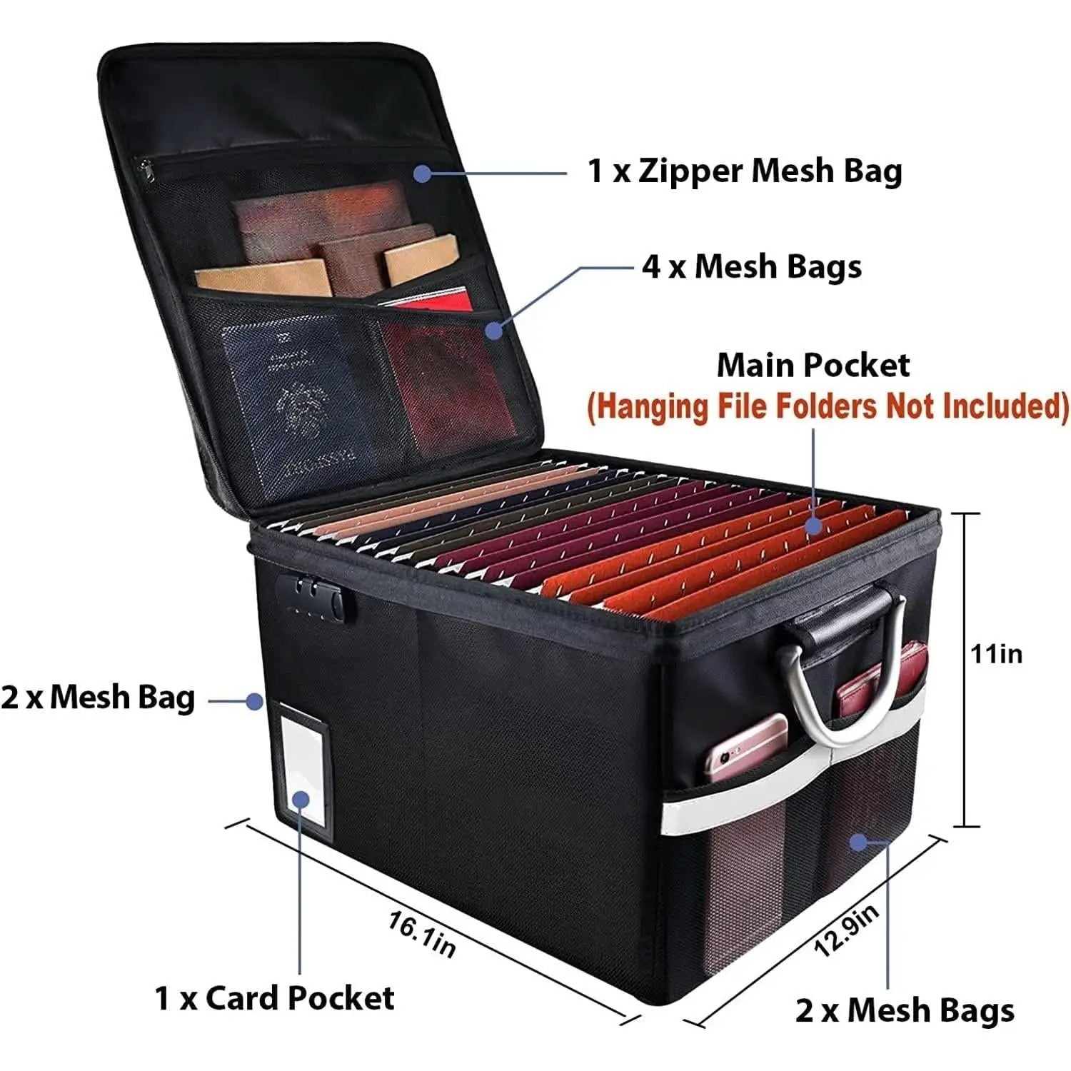 Portable Fireproof Document Storage Box 16.1x12.9x11 Inches from PriceLows™