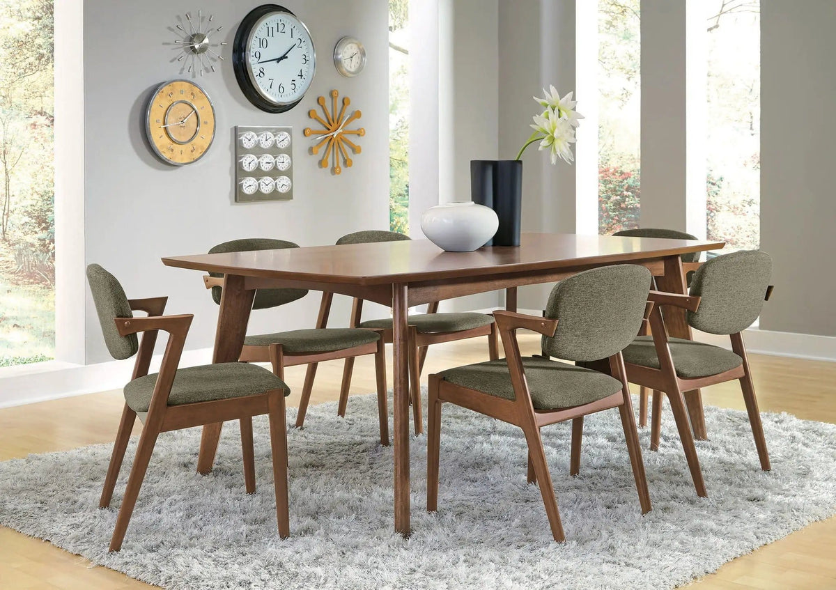 Malone 7-piece Rectangular Dining Table Set Dark | 7-Piece Set | Walnut & Fabric | Walnut