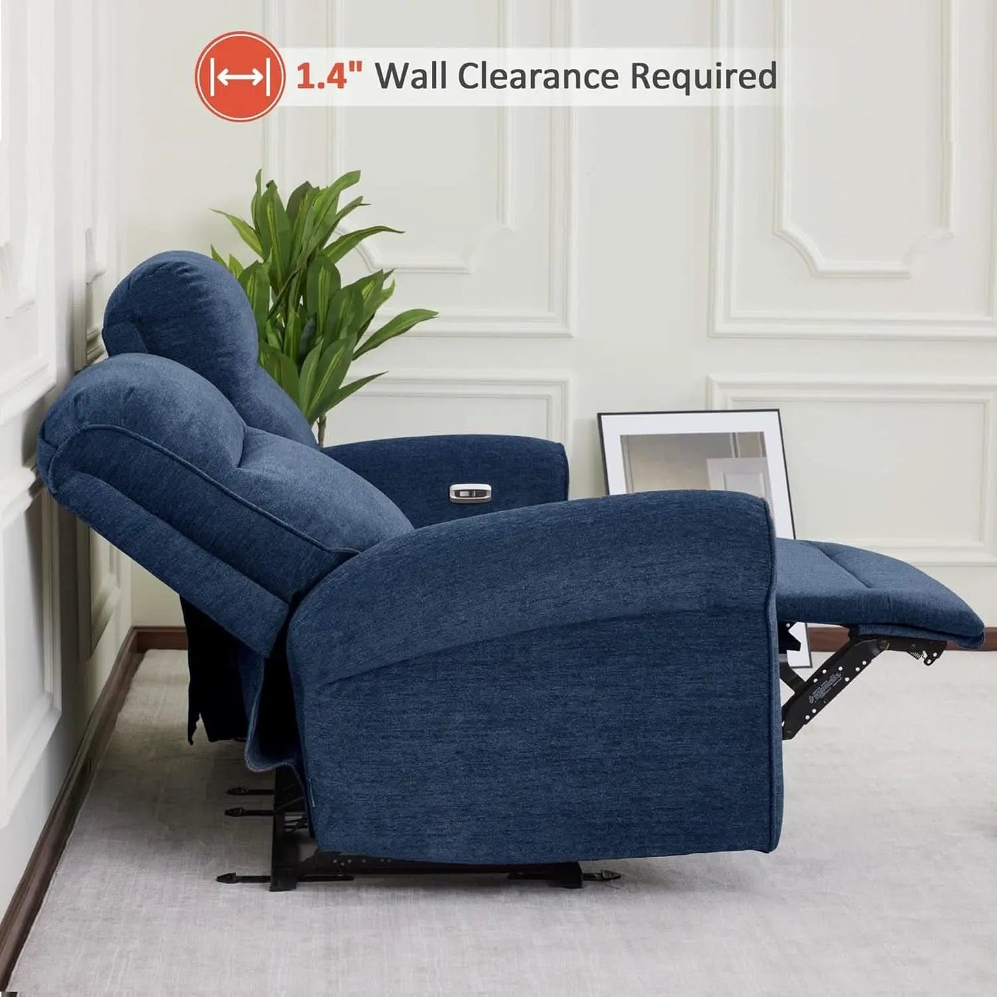 64.6 Inch Wall Hugger Loveseat Navy Blue Space Saving from PriceLows™