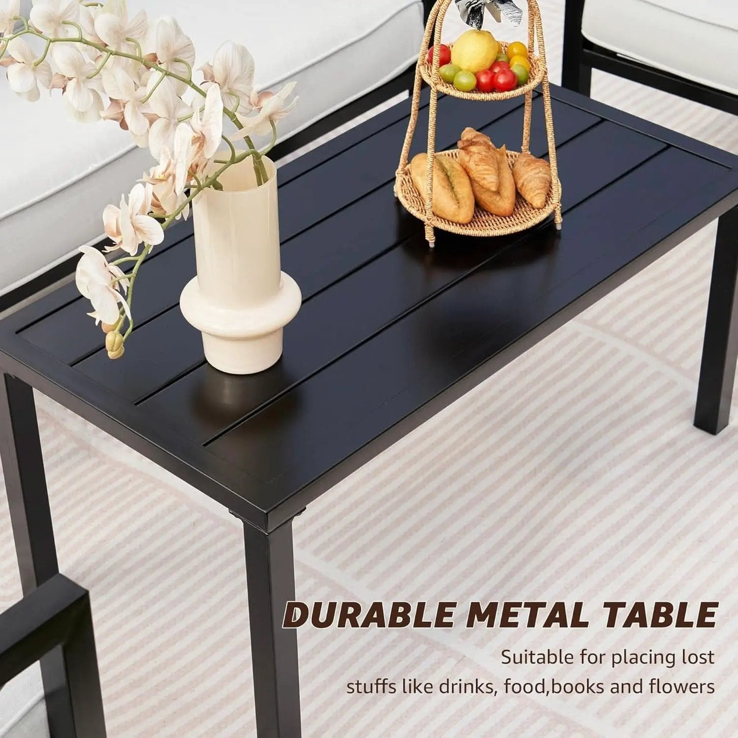 4 Piece Outdoor Metal Patio Set With 5.5 Inch Cushions And Coffee Table from PriceLows™