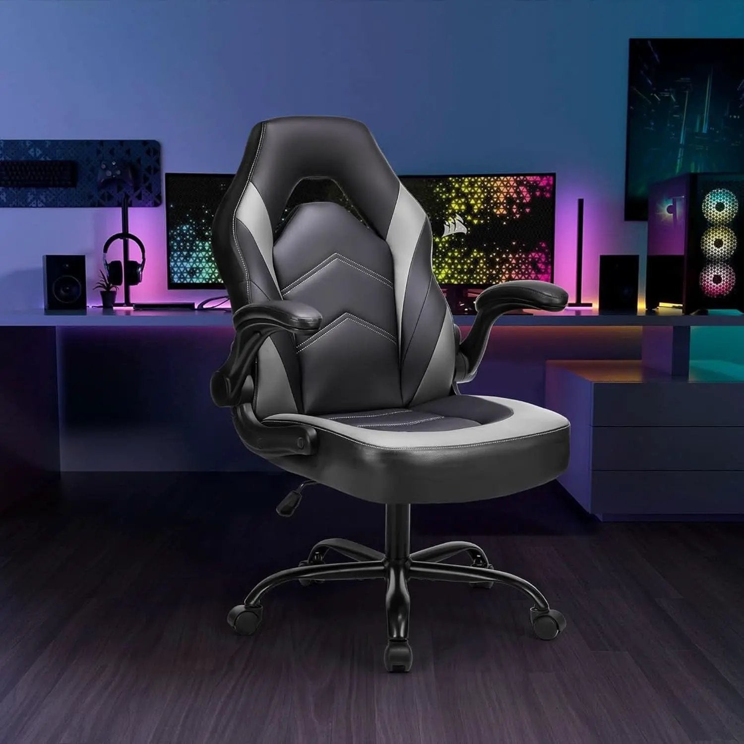 Big And Tall Leather Office Desk Gaming Chair With Adjustable Arms from PriceLows™
