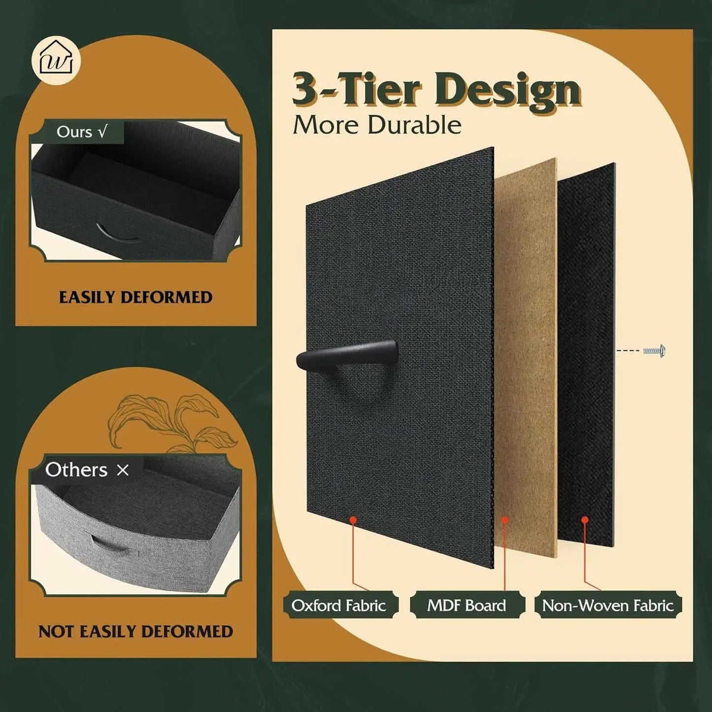 Fabric Dresser 5 Drawer Tall Storage Charcoal Black from PriceLows™