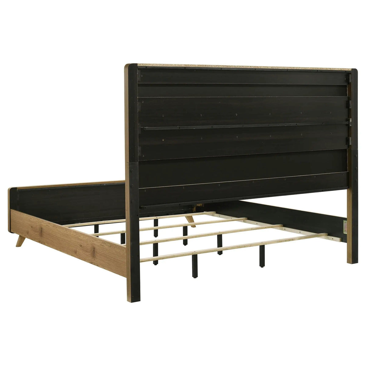 Bennett 78-inch Eastern King Upholstered Panel Bed Cream and | 78.25 x 86.5 x 59 in | Rubberwood & Engineered Wood | Light Oak