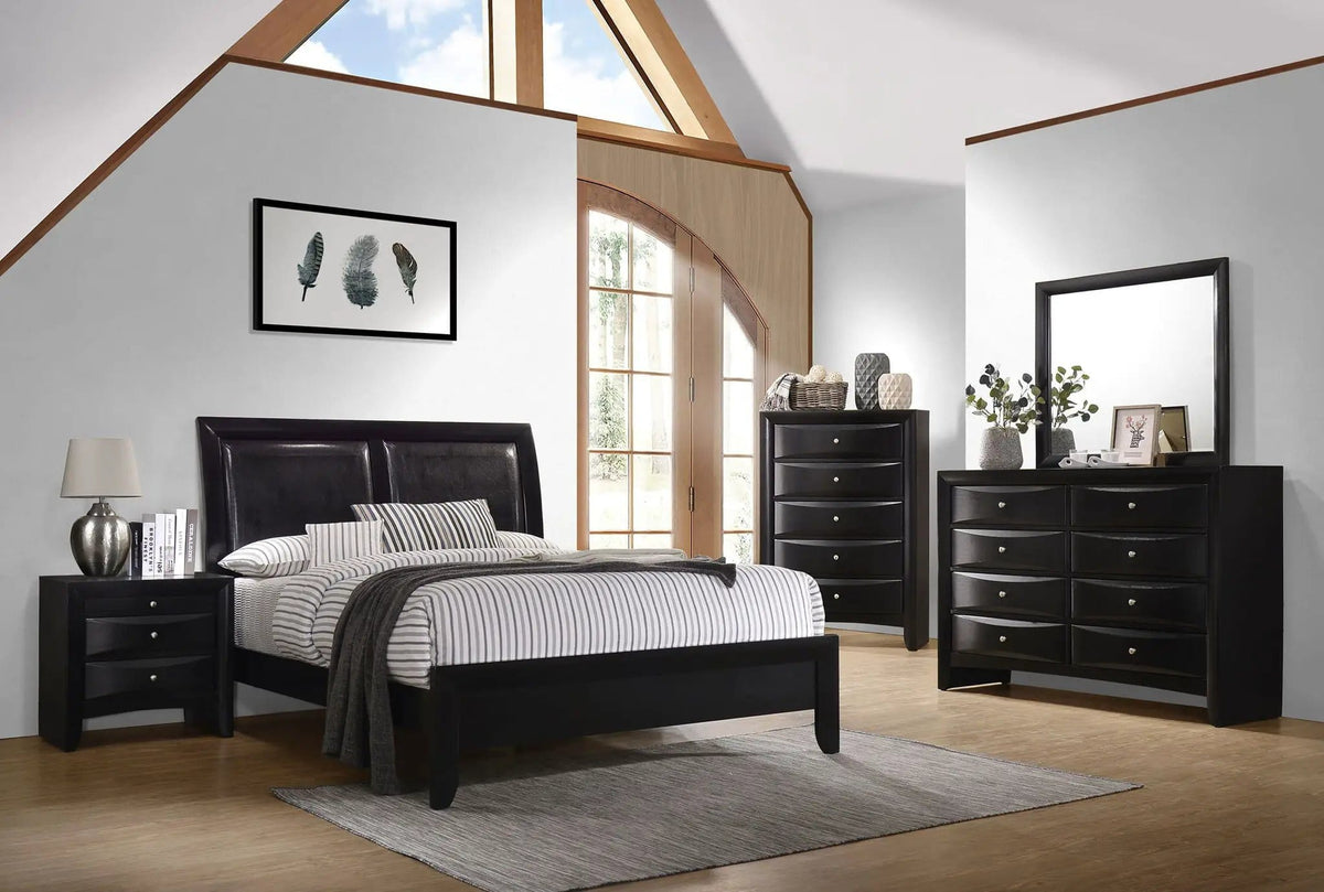 Briana 5-drawer Bedroom Chest | 31.5 x 16.75 x 48.75 in | Rubberwood & Engineered Wood | Black
