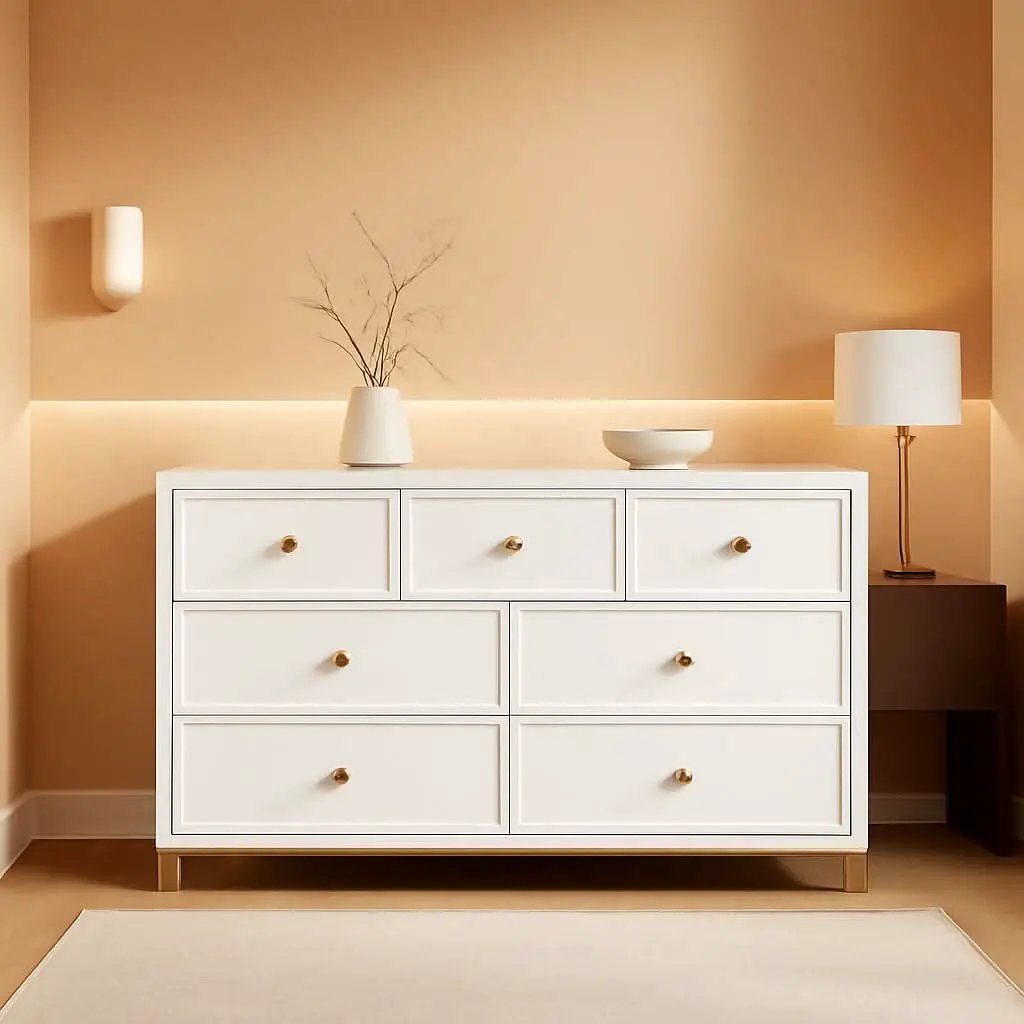White 47 Inch 7 Drawer Dresser With Deep Drawers Storage from PriceLows™
