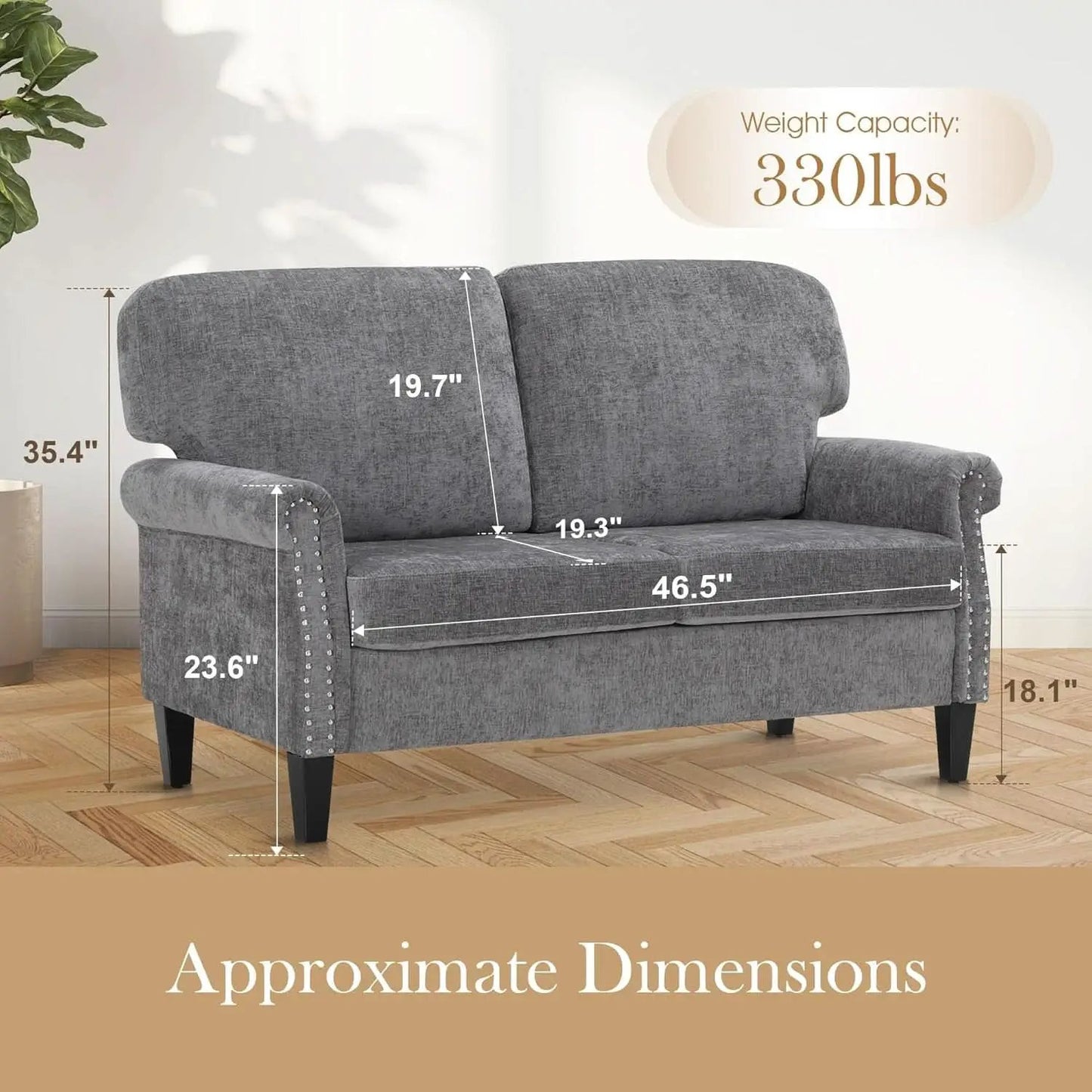 3 Piece Living Room Furniture Set Grey Linen Fabric Loveseat And Two Accent Chairs from PriceLows™