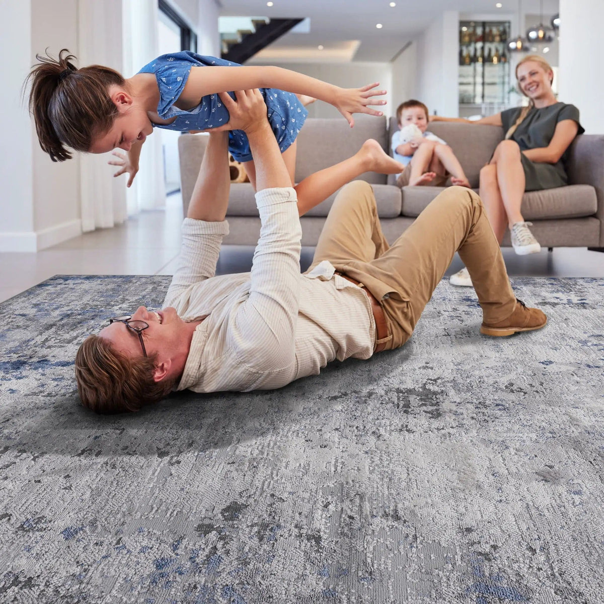 Marfi 8' X 10' Abstract Area Rug | 120 x 93 x 0.35 in | Polyester & Cotton | Silver