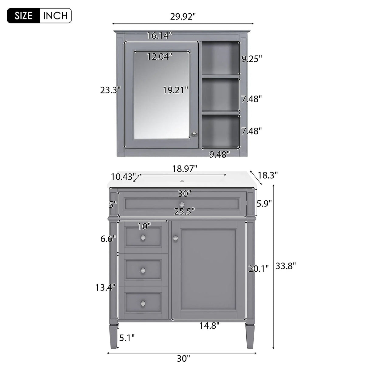 Bathroom Vanity With Medicine Cabinet | Royal Mirror Cabinet | Modern Storage | Unique Pattern Design