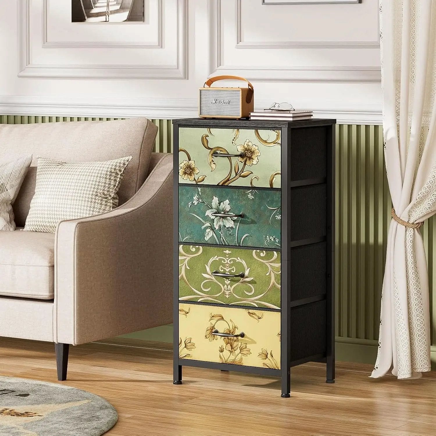 4 Drawer Dresser Nightstand With Wood Top For Bedroom from PriceLows™