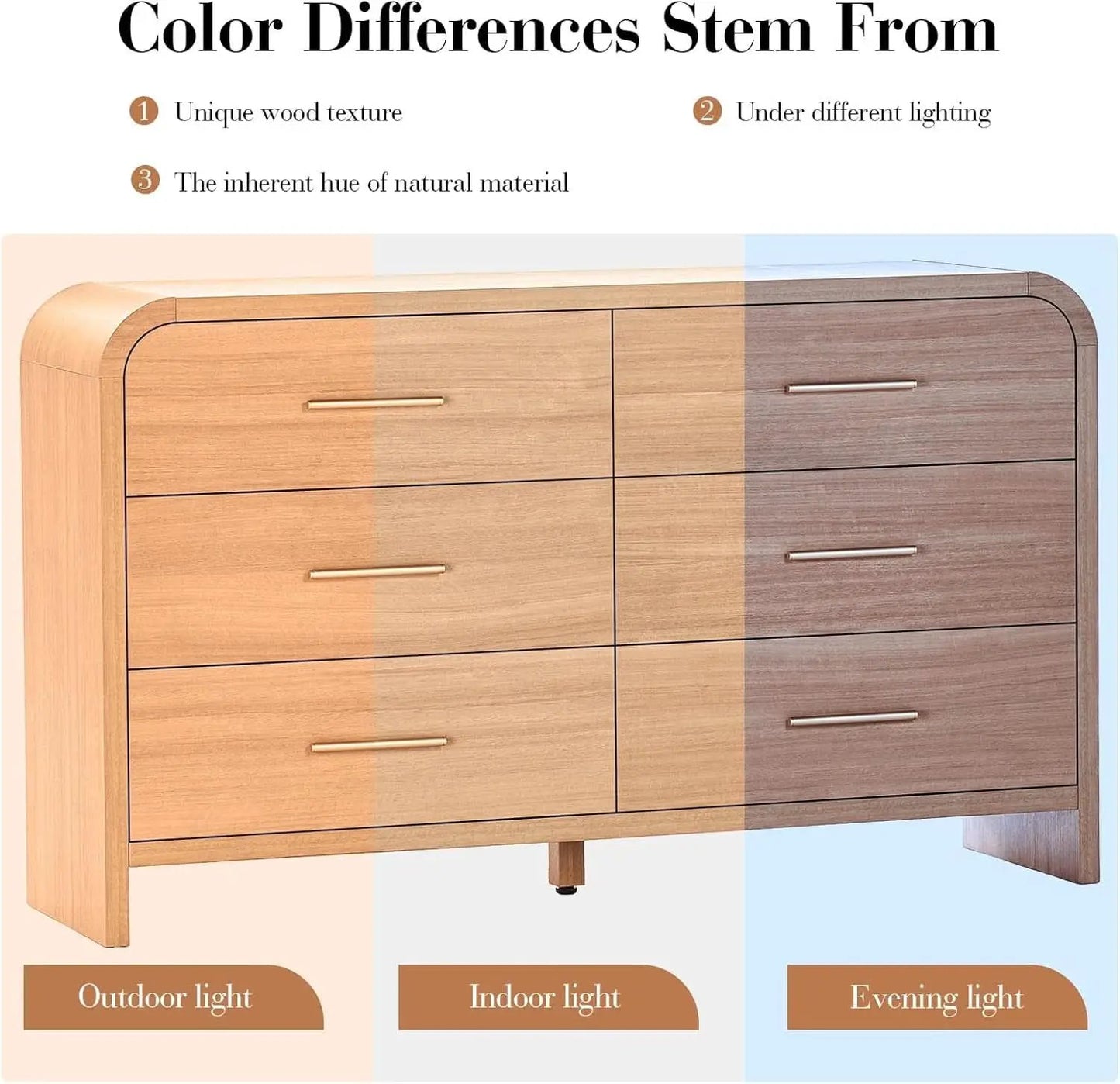 Curved Dresser 54Inch Oak Finish Contemporary Storage from PriceLows™