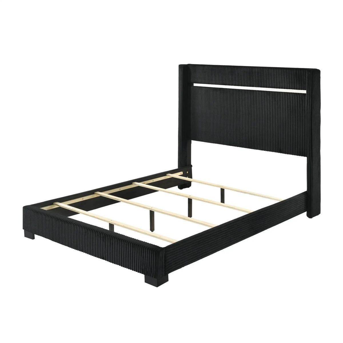 Contemporary Upholstered Bed | Tufted Headboard | High Headboard | 88.2 Inch Length