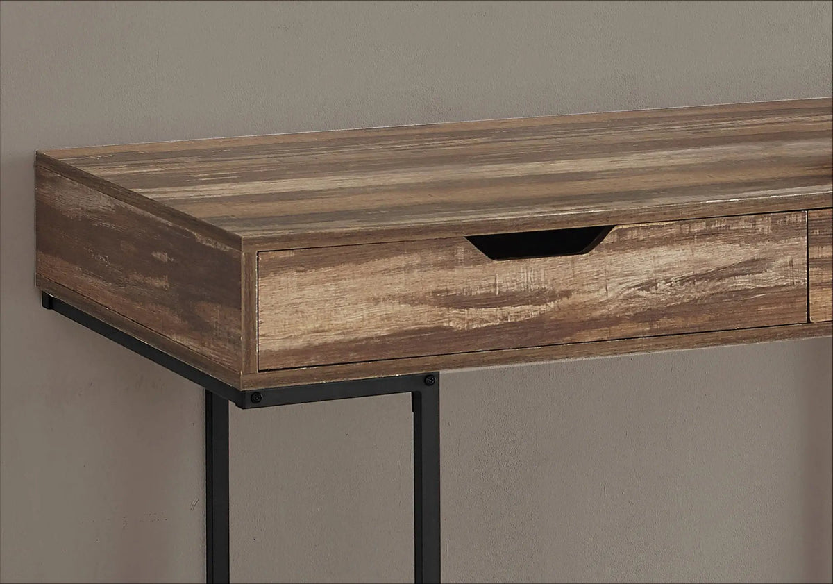 Stone-Look Computer Desk | Two Storage Drawers | Metal Base | 47.25 Inch Length