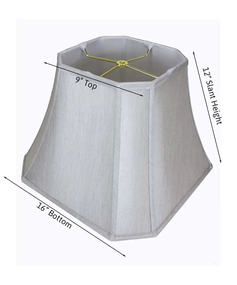 Square Cut Corner Lamp Shade | 16x12 Inch | Premium Shantung | Gray
