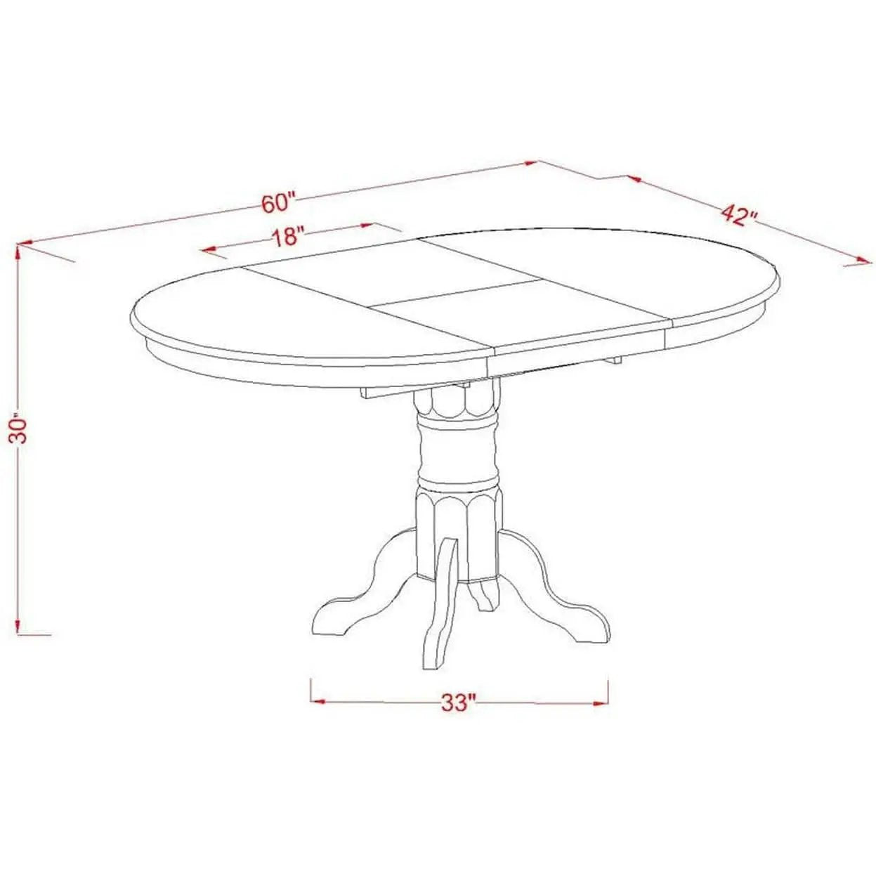 Wooden Oval Kitchen Table Black Finish With Cherry Top from PriceLows™