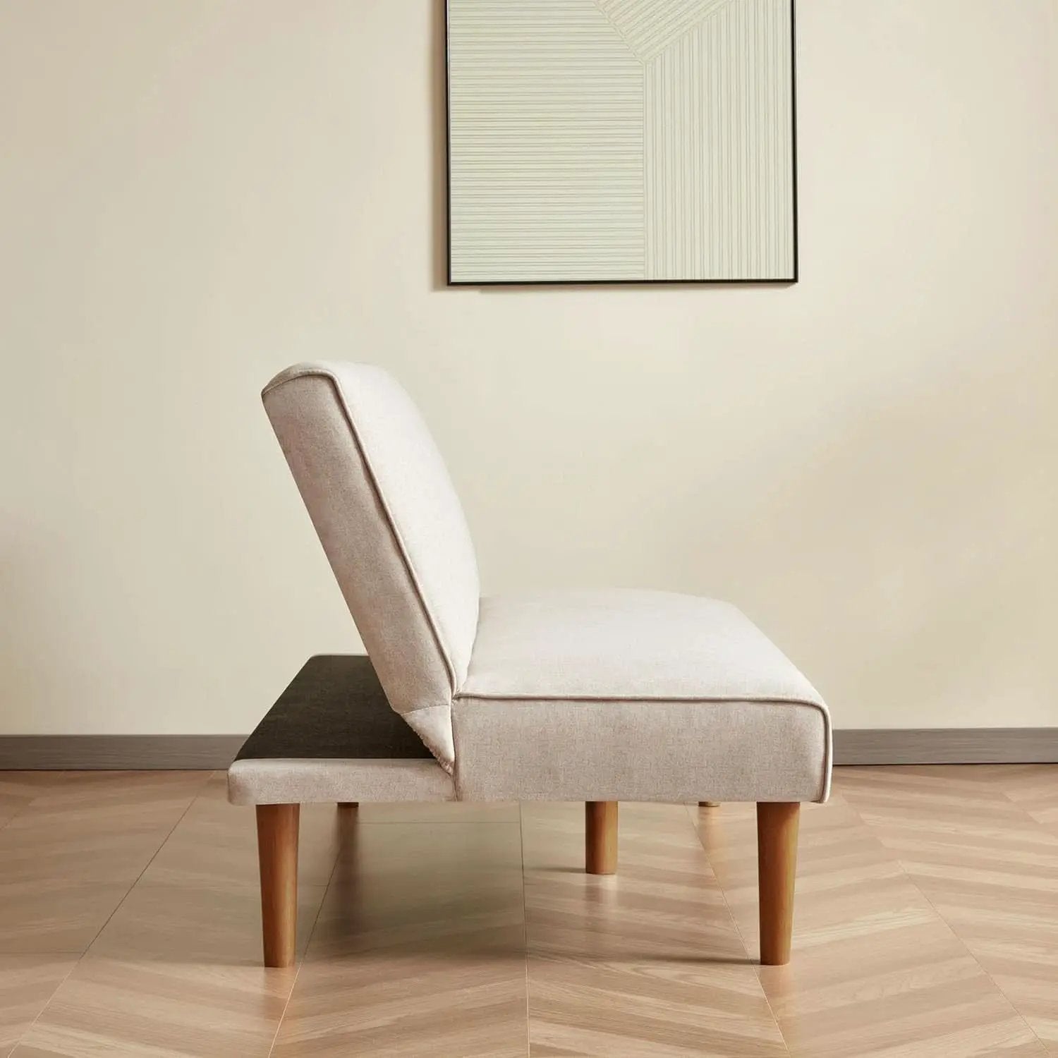 Beige Convertible Futon Sofa Bed For Living Room Use from PriceLows™