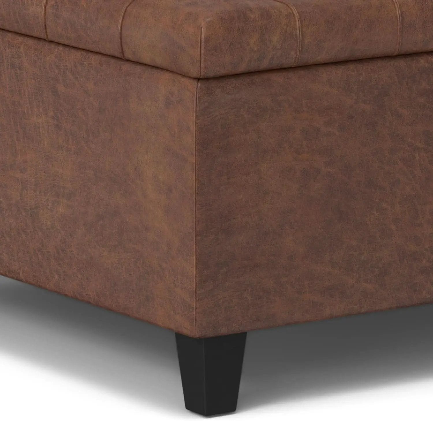 Storage Ottoman 30 Inch Distressed Saddle Brown Leatherette from PriceLows™