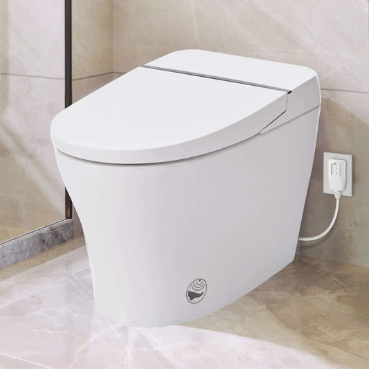 1/1.28 GPF Smart Compact Dual Flush Tankless Toilet Bidet Combo With Self Cleaning | Bathroom Use | Everyday Use | Bathroom