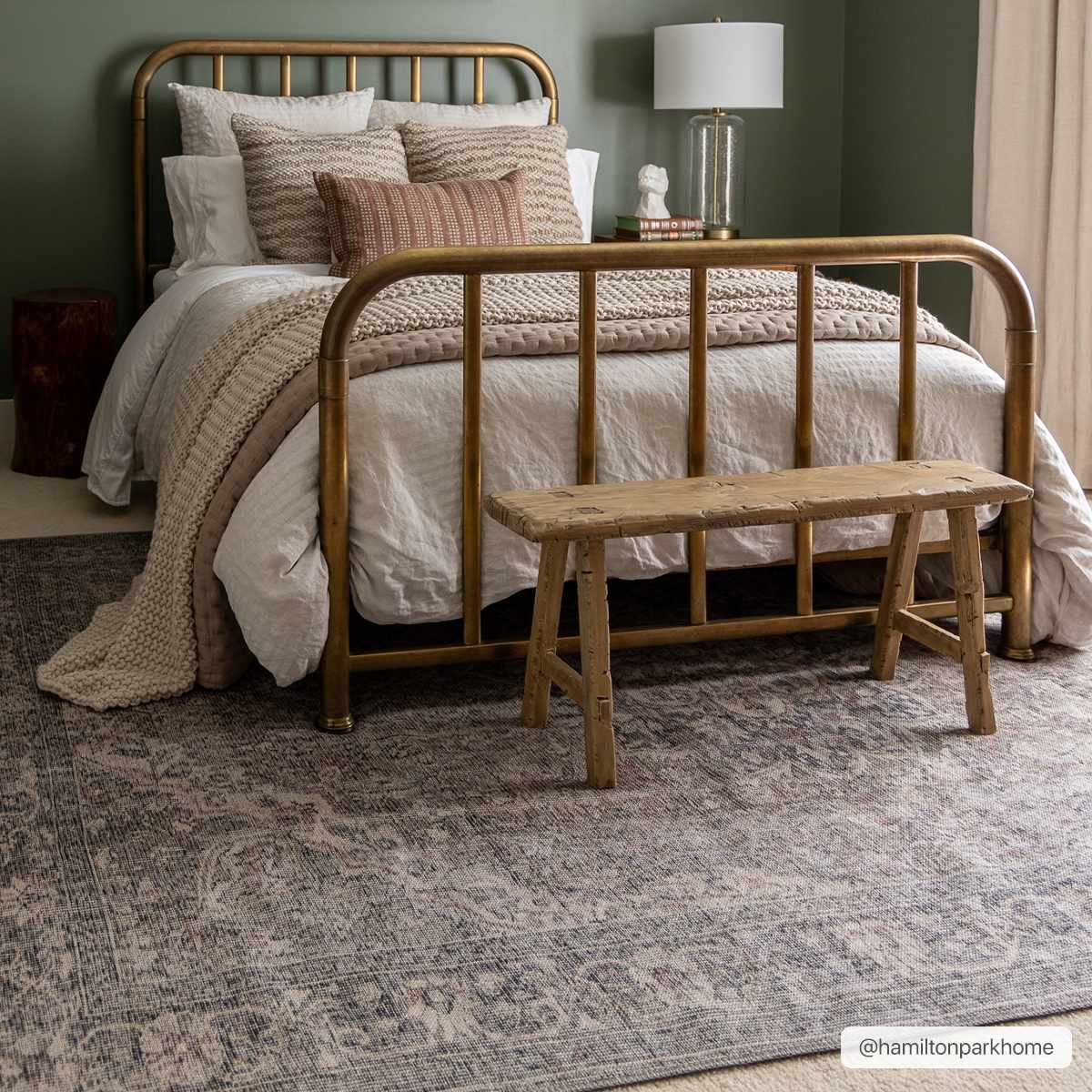 Dusty Sage Greenpoint Medallion Washable Area Rug from PriceLows™