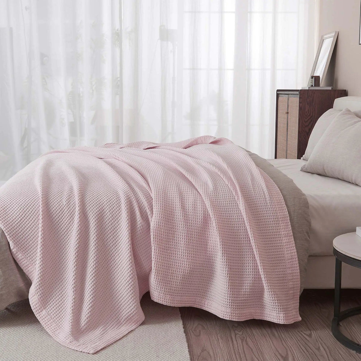 100% Cotton Waffle Weave Blanket - Mikala Collection