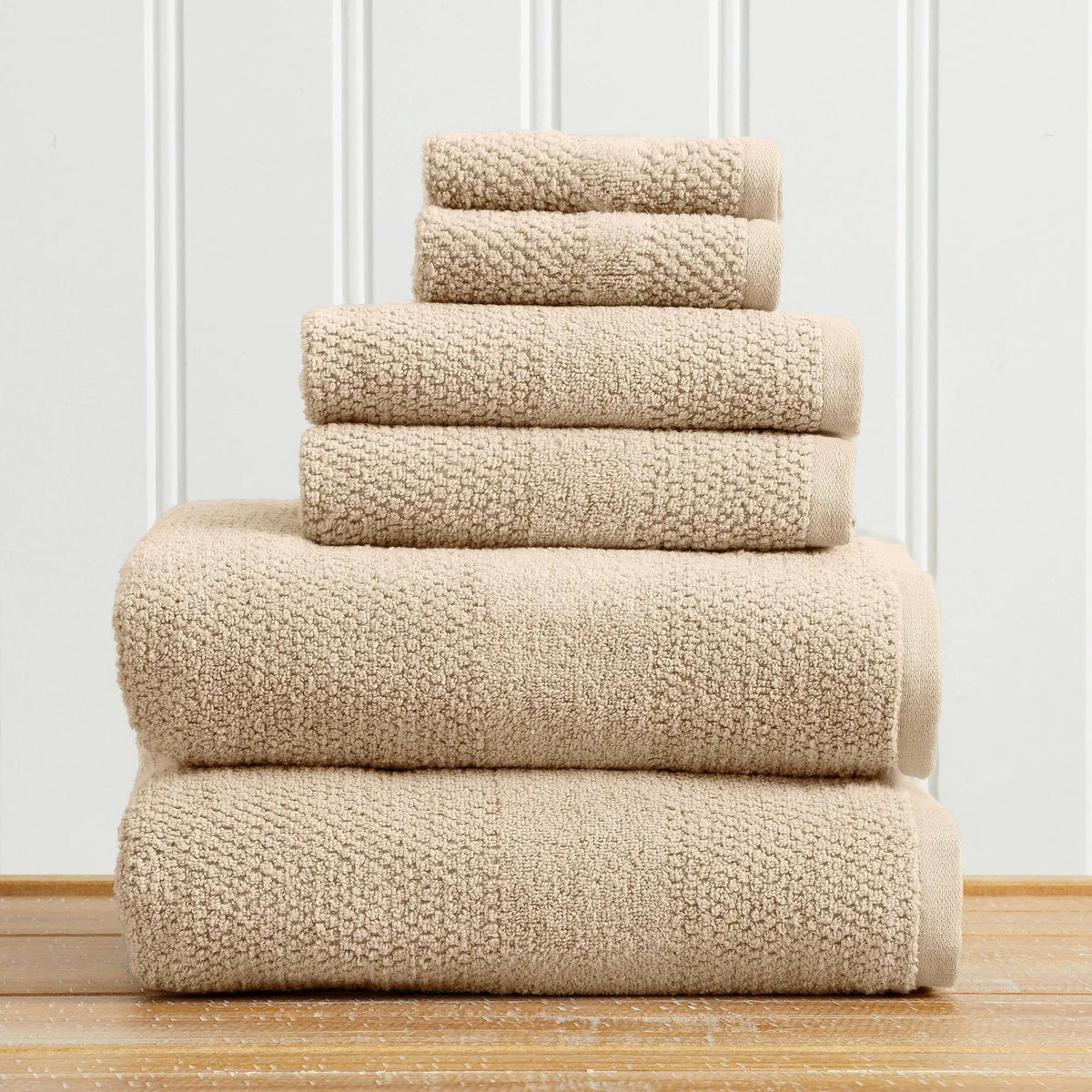 100% Cotton Woven Texture Bath Towel Set - Marbella Collection from PriceLows™