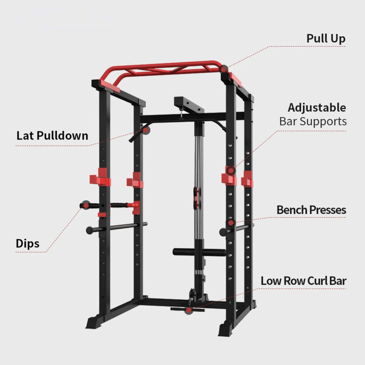 Power Squat Cage | 1000 Lb Capacity | Weight Bench Included | 19 Vertical Holes