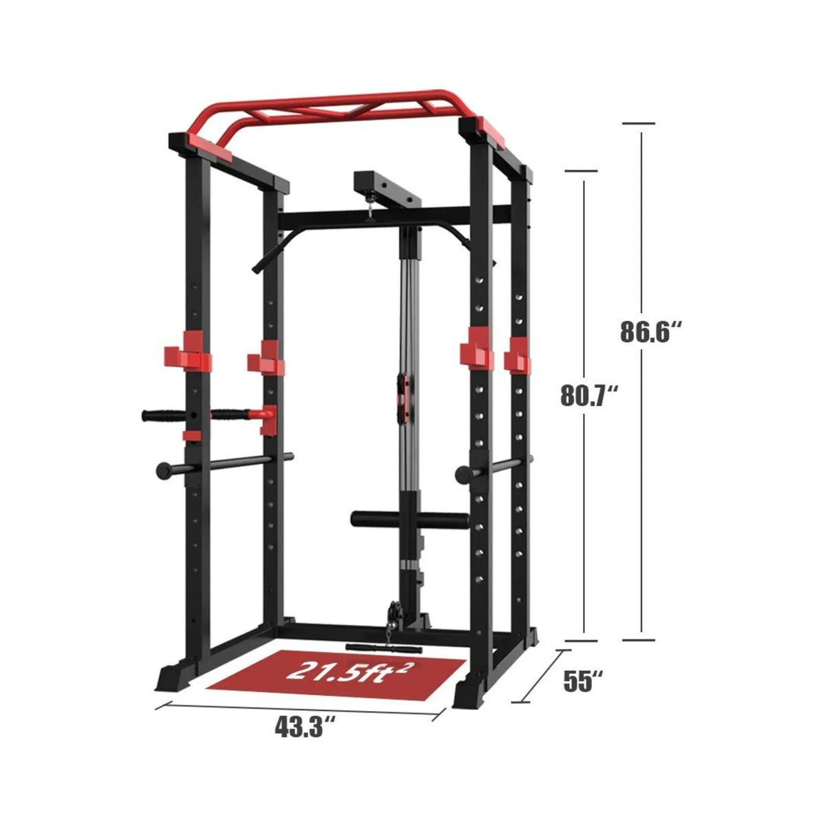 Power Squat Cage | 1000 Lb Capacity | Weight Bench Included | 19 Vertical Holes