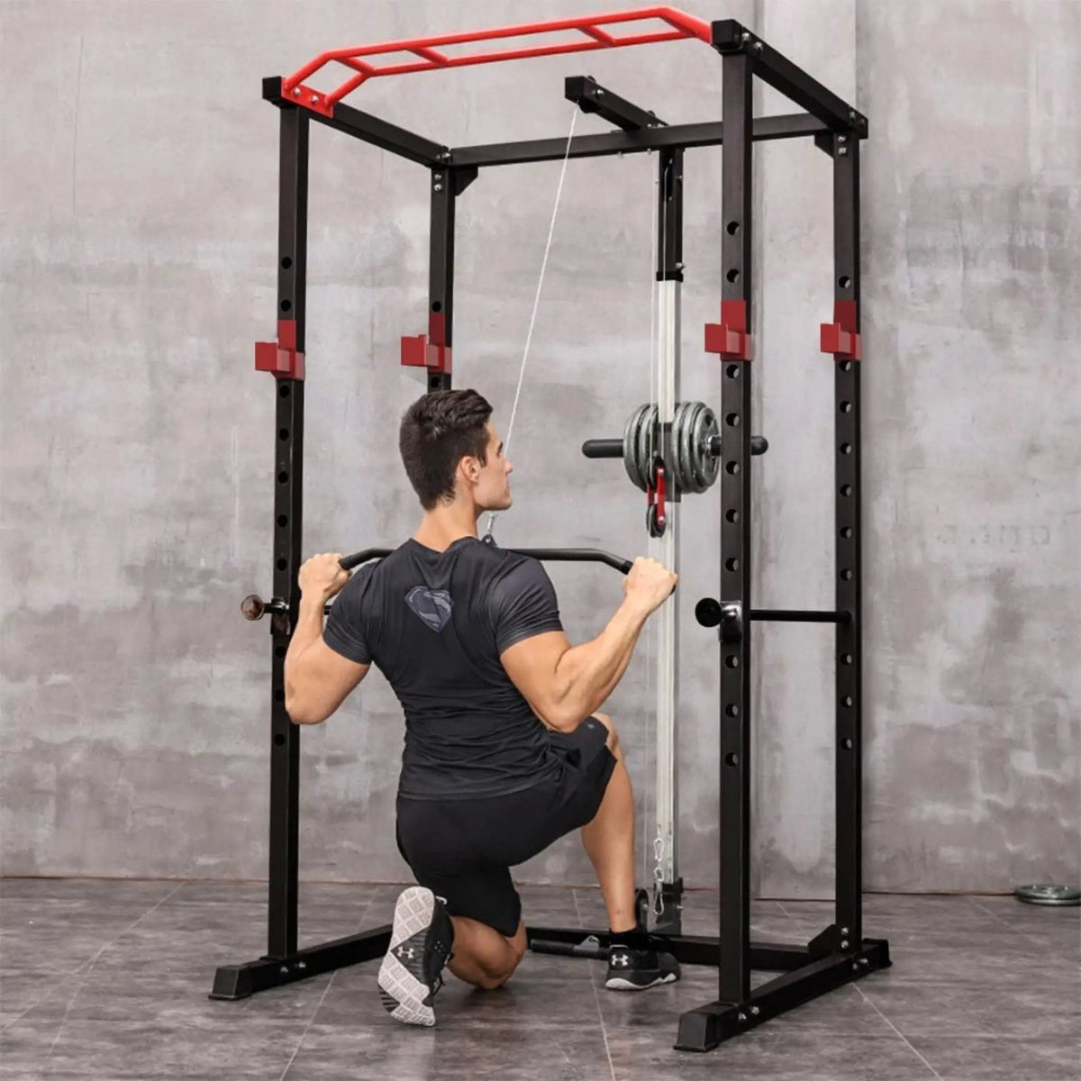 Power Squat Cage | 1000 Lb Capacity | Weight Bench Included | 19 Vertical Holes