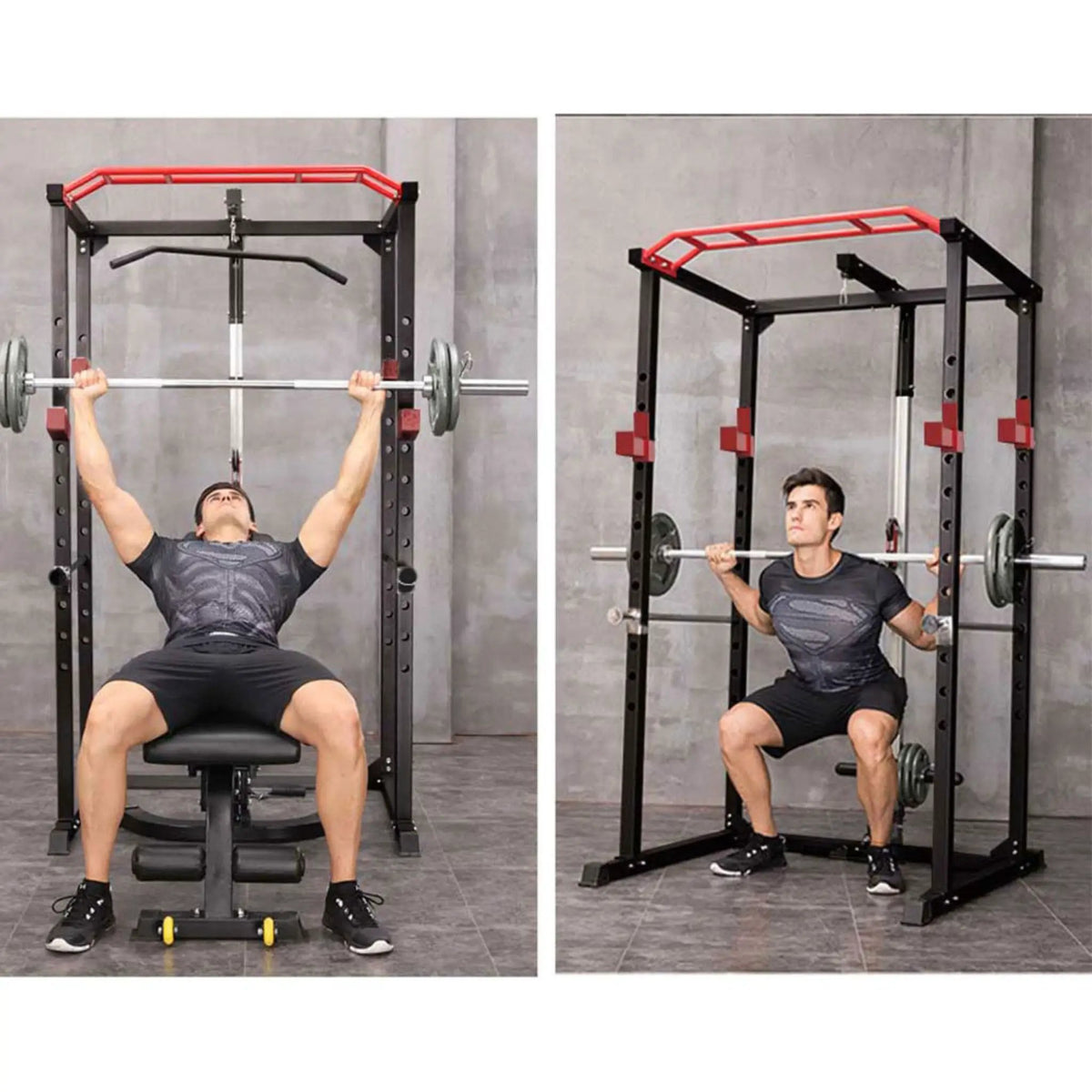Power Squat Cage | 1000 Lb Capacity | Weight Bench Included | 19 Vertical Holes