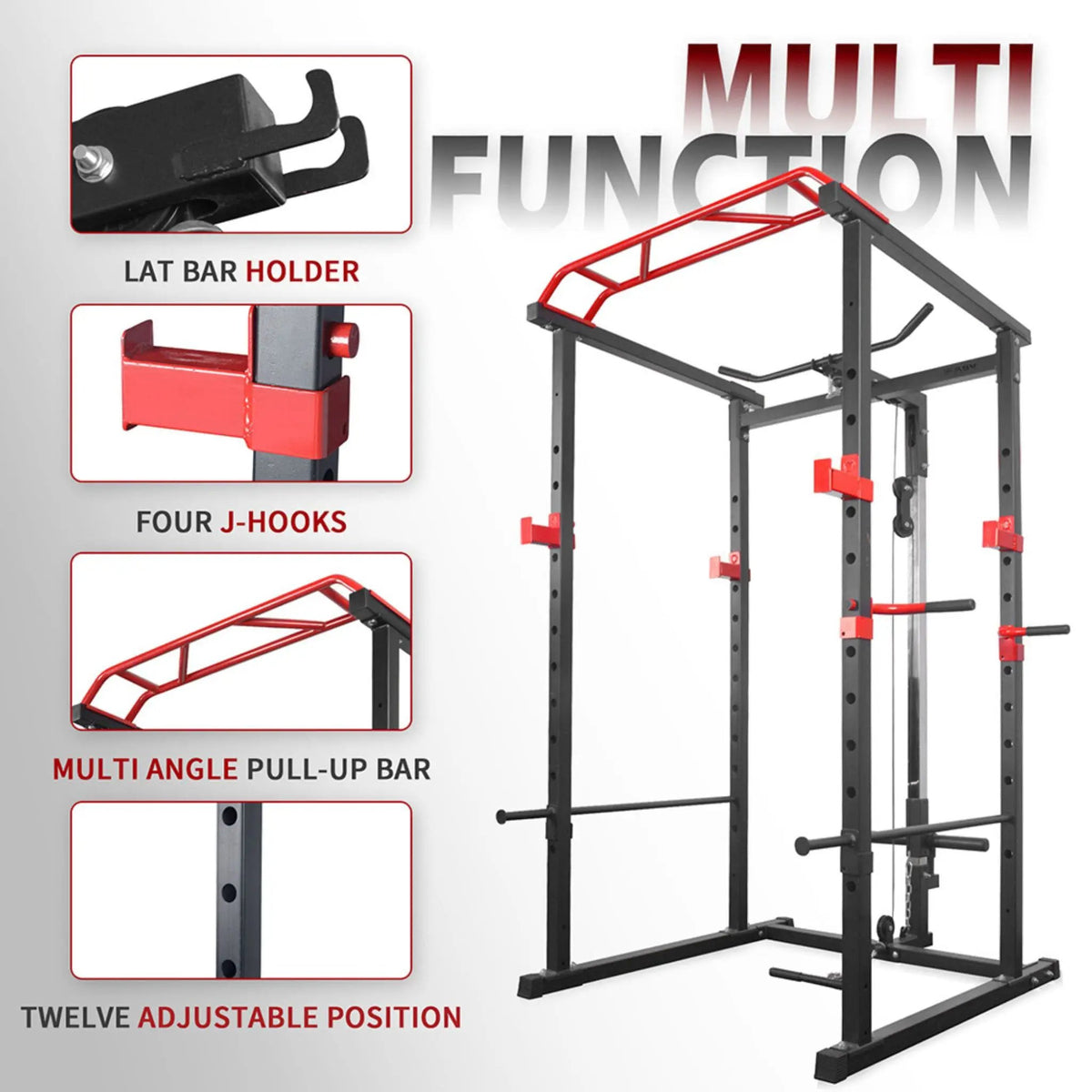 Power Squat Cage | 1000 Lb Capacity | Weight Bench Included | 19 Vertical Holes