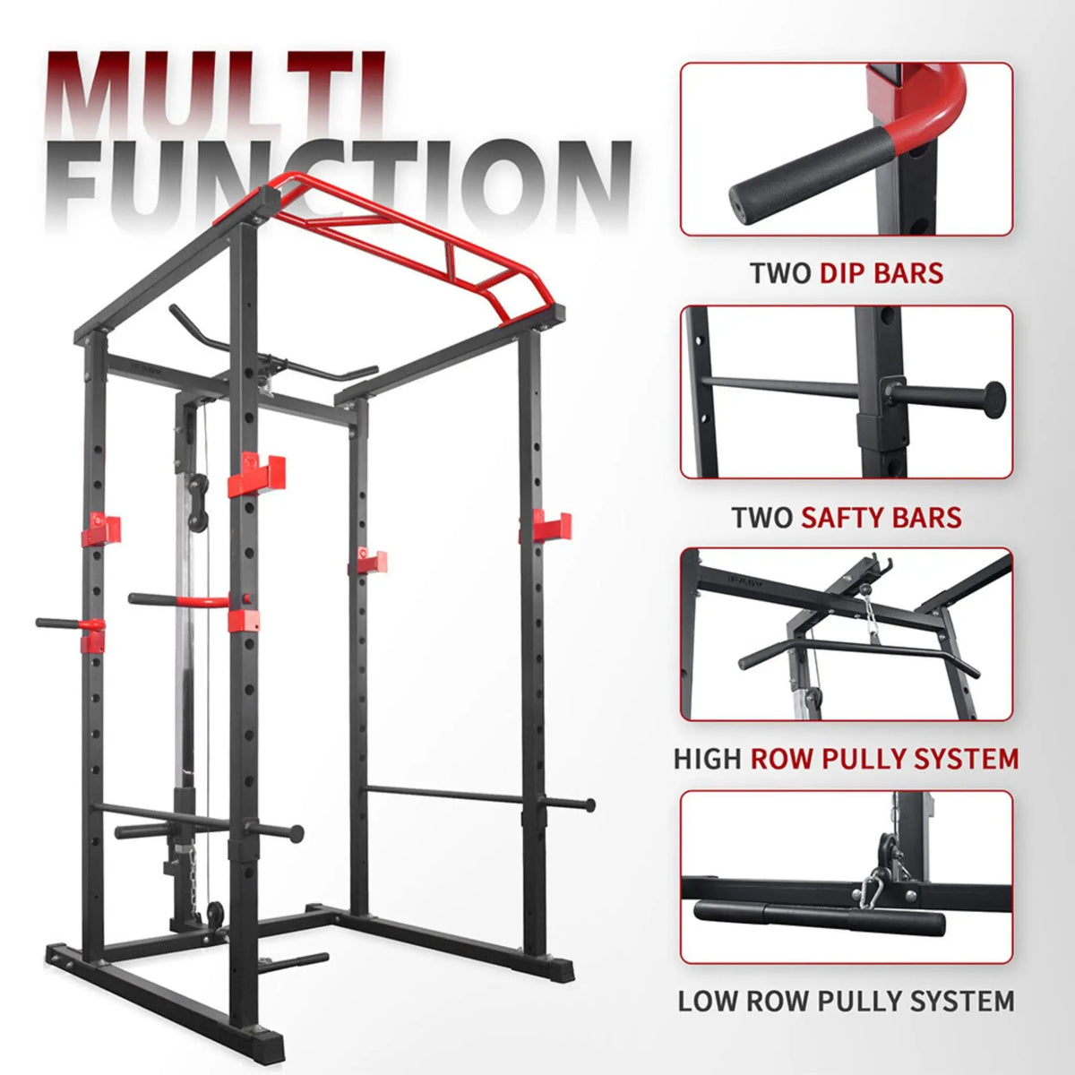Power Squat Cage | 1000 Lb Capacity | Weight Bench Included | 19 Vertical Holes