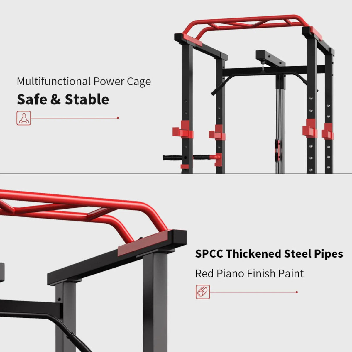 Power Squat Cage | 1000 Lb Capacity | Weight Bench Included | 19 Vertical Holes