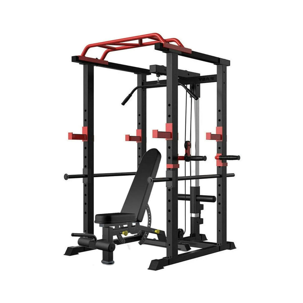 Power Squat Cage | 1000 Lb Capacity | Weight Bench Included | 19 Vertical Holes
