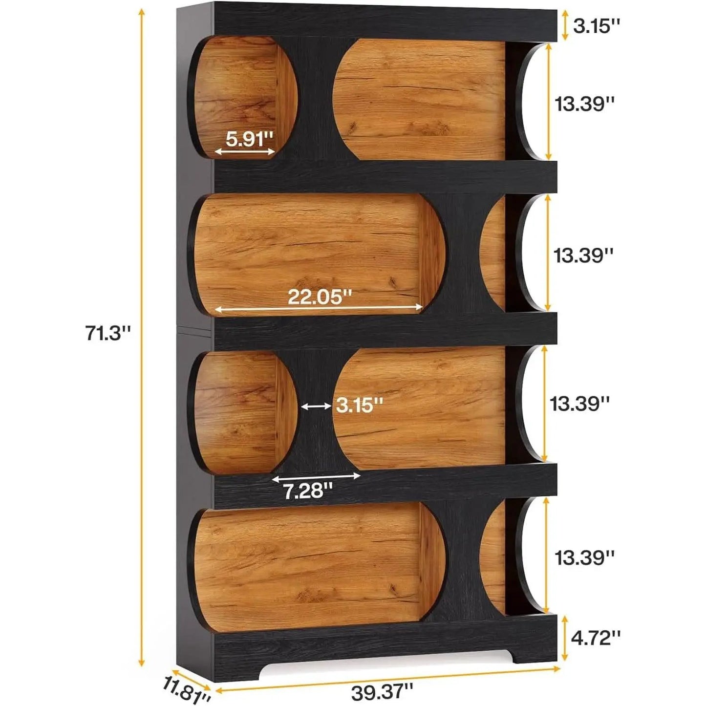 Black 71 Inch Tall Bookcase Modern Storage Display from PriceLows™