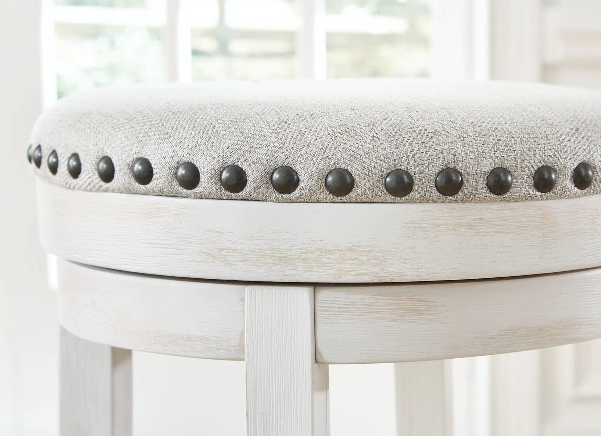 Upholstered Swivel Stool | Nailhead Trim | Cushion Seat