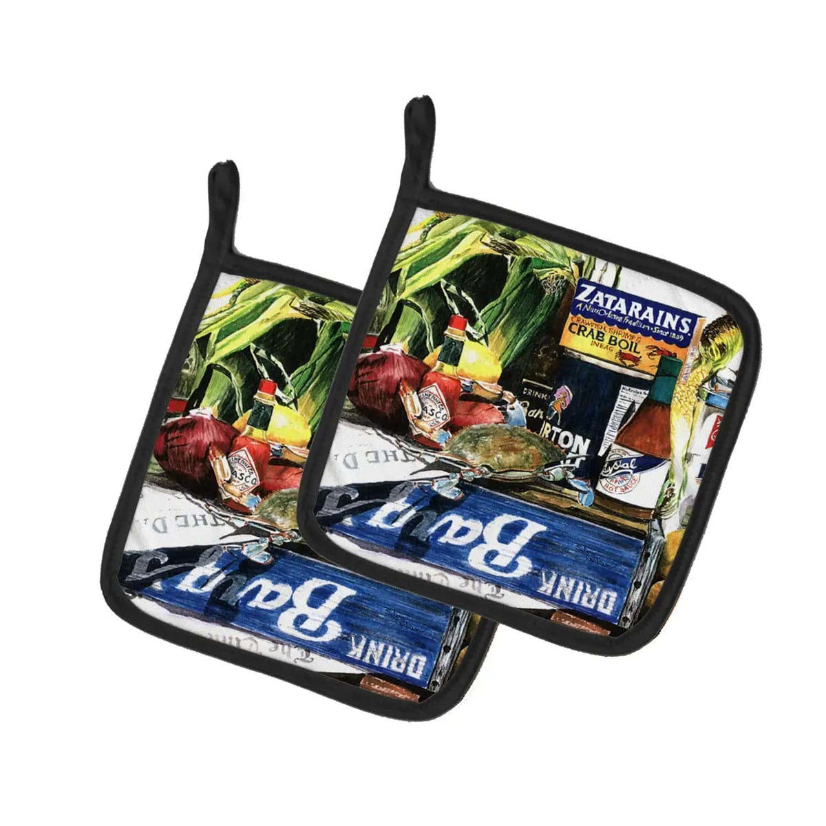 Pot Holder Set of 2 | Heat Resistant Quilted Hot Pads | 7.5 x 7.5 Inch | Crab in the Middle