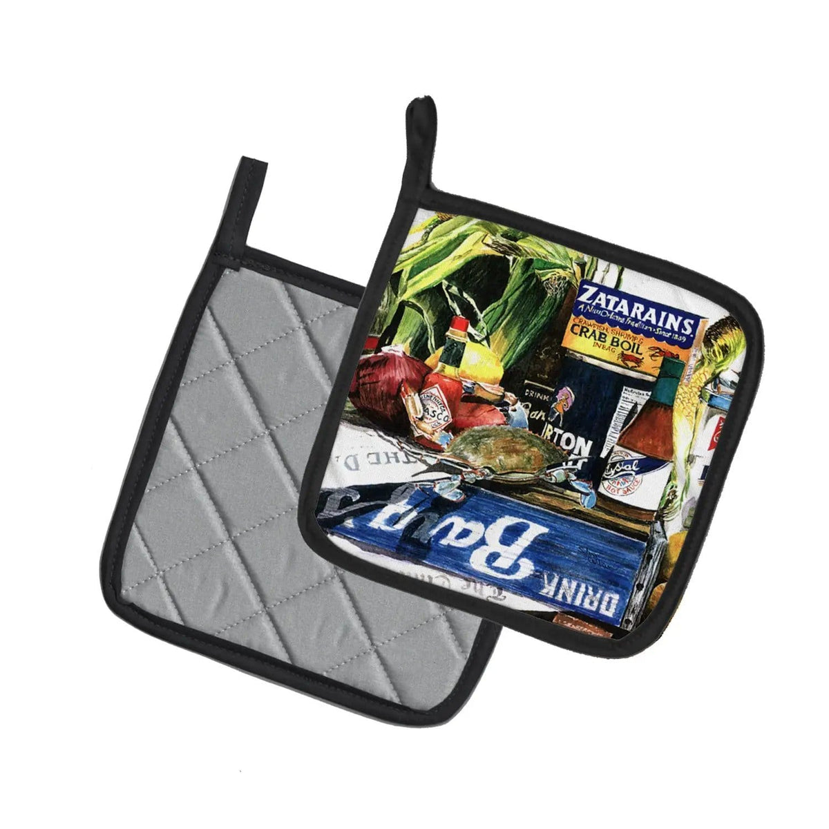 Pot Holder Set of 2 | Heat Resistant Quilted Hot Pads | 7.5 x 7.5 Inch | Crab in the Middle