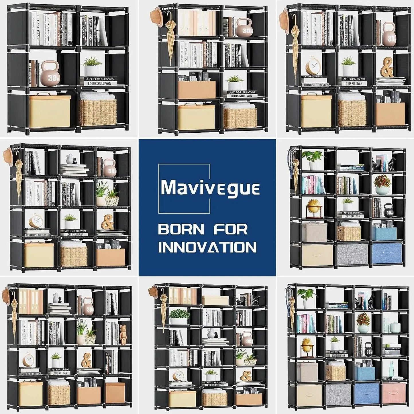 Black Twelve Cube Metal Bookcase System For Home Office from PriceLows™