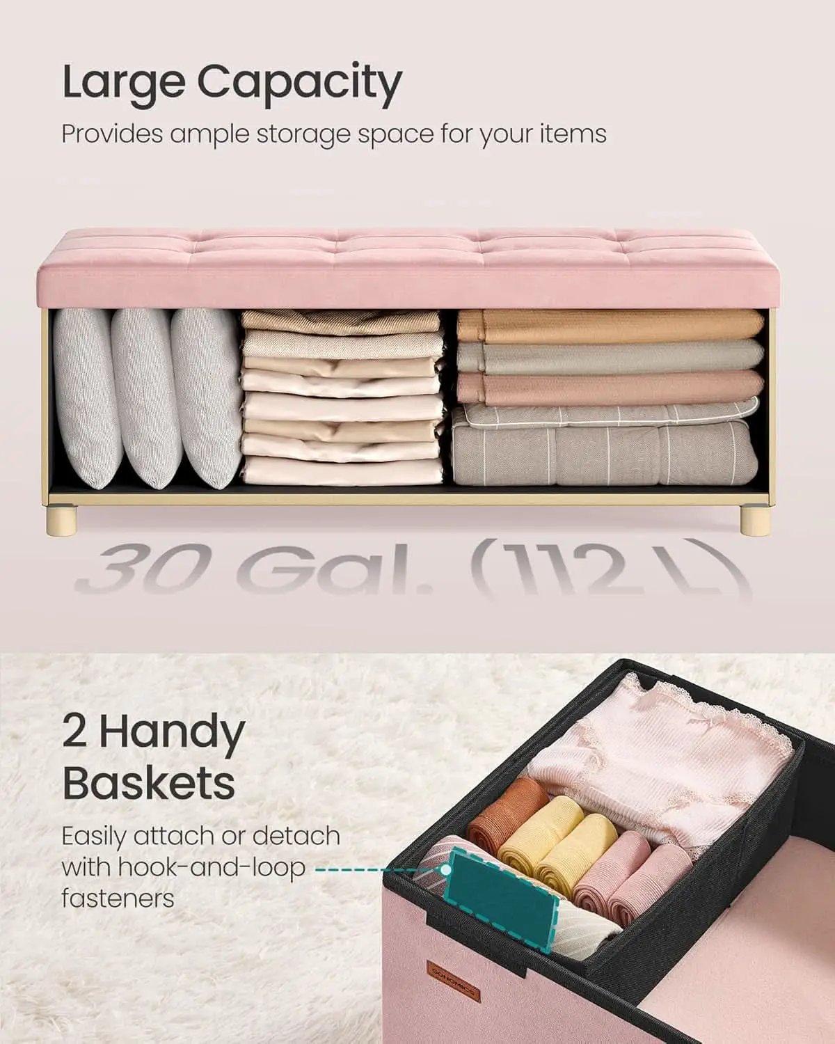 Jelly Pink Velvet Extra Large Storage Ottoman Chest from PriceLows™
