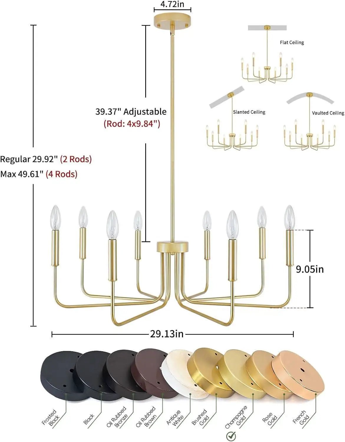 Gold Farmhouse Chandelier 8 Lights for Dining Room from PriceLows™