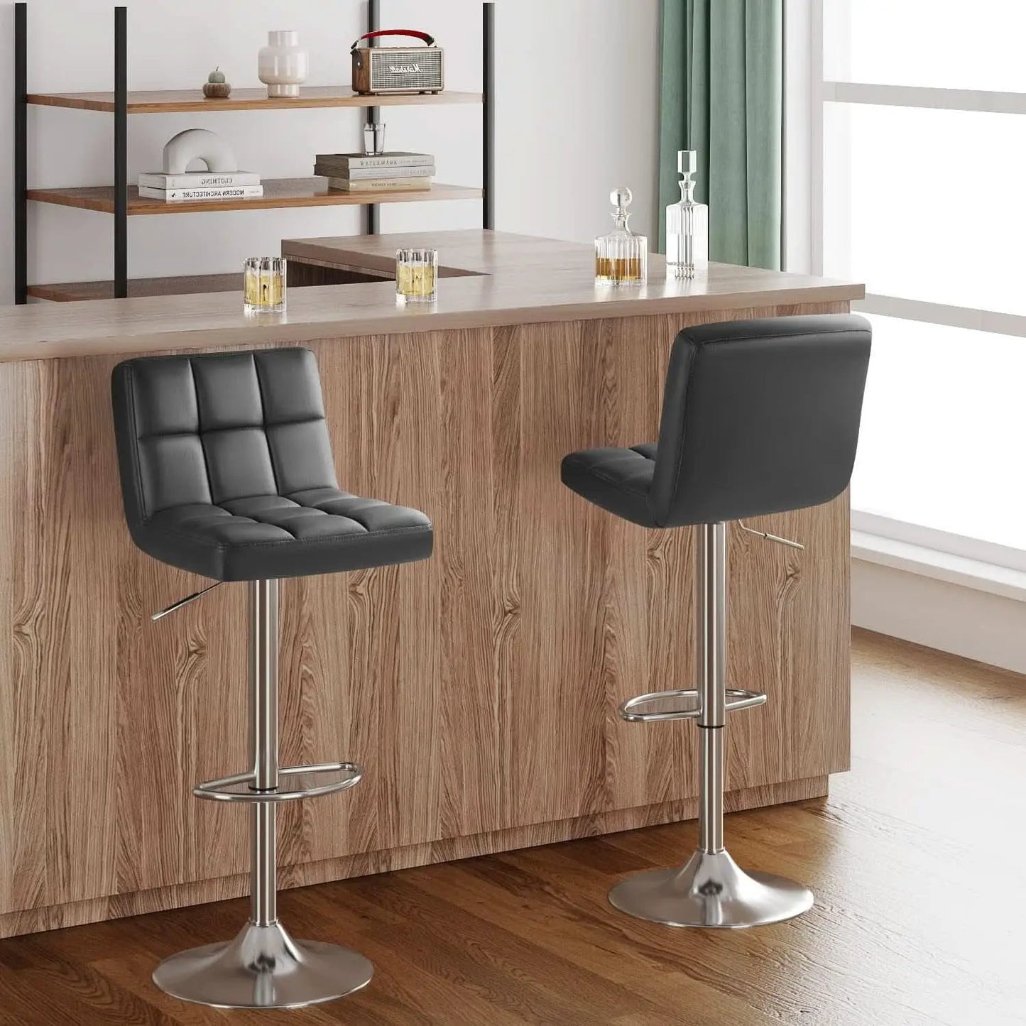 Bar Stools Gray Adjustable Swivel Counter Height 2 Pack from PriceLows™