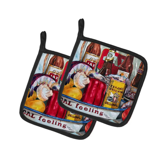 Pot Holder Set of 2 | Heat Resistant Quilted Hot Pads | 7.5 x 7.5 Inch | Veron's and New Orleans Beers
