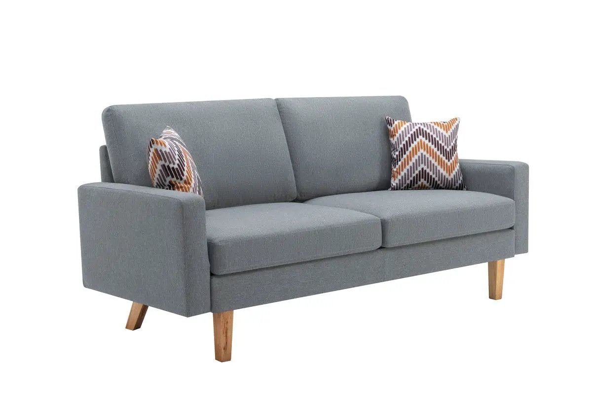 Bahamas Minimalistic Sofa | 2 Throw Pillows | Classic Design | 70 Inch Width