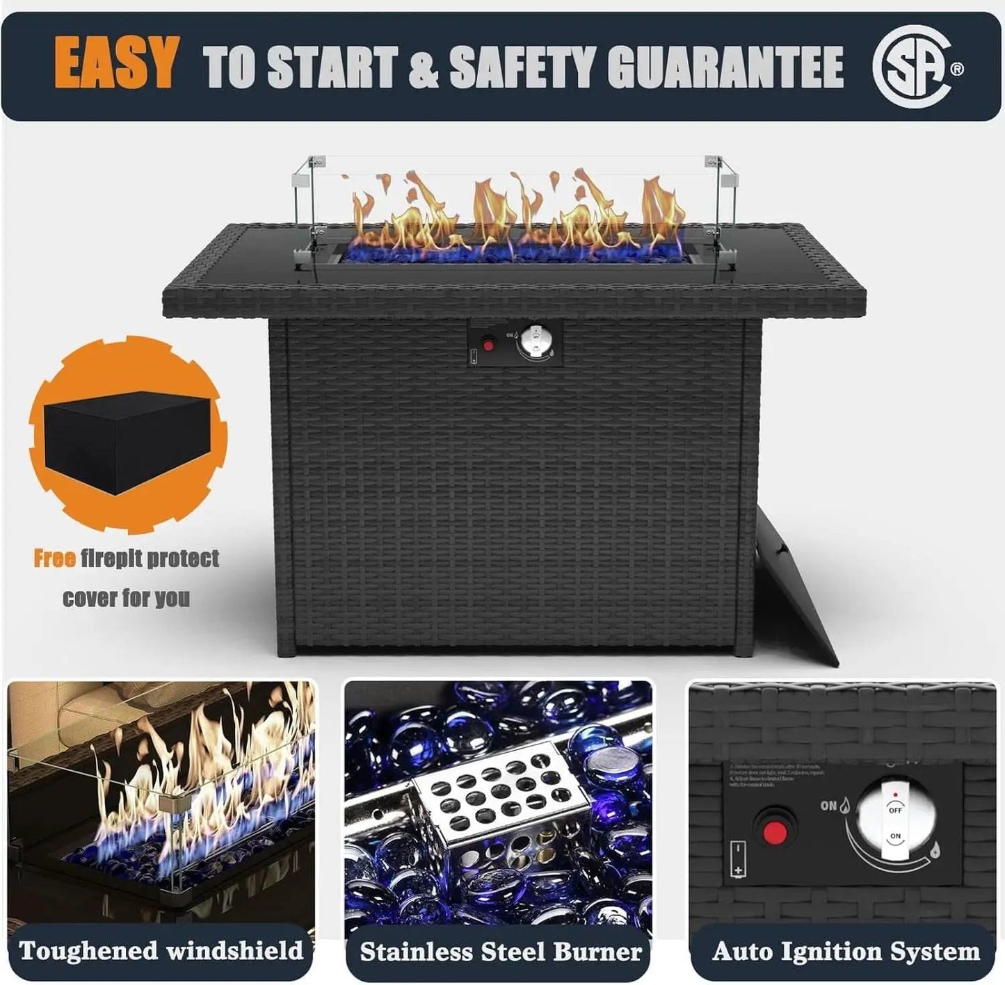 Patio Furniture Set Fire Pit Table 13 Piece All Weather from PriceLows™