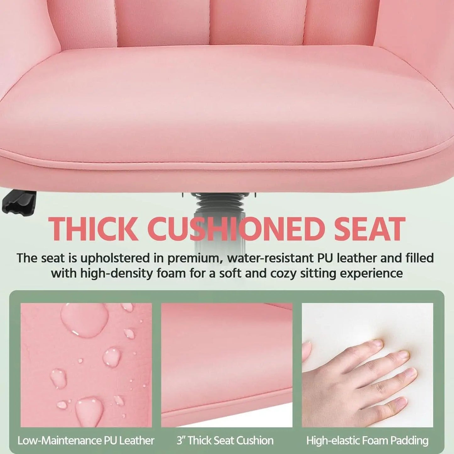 Pink Ergonomic Office Chair With Adjustable Height from PriceLows™