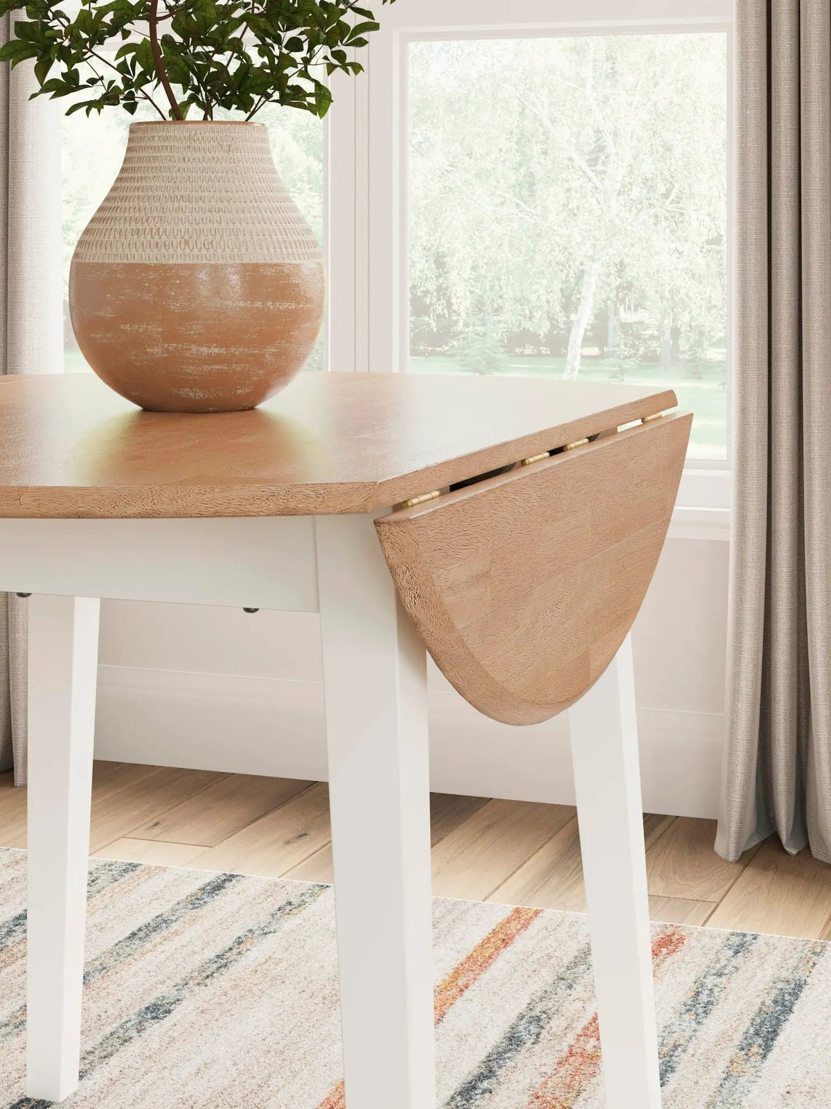 Gesthaven Round Drop Leaf Dining Table | 42 Inch Diameter | Casual Relaxed Style | Natural Wood Tone