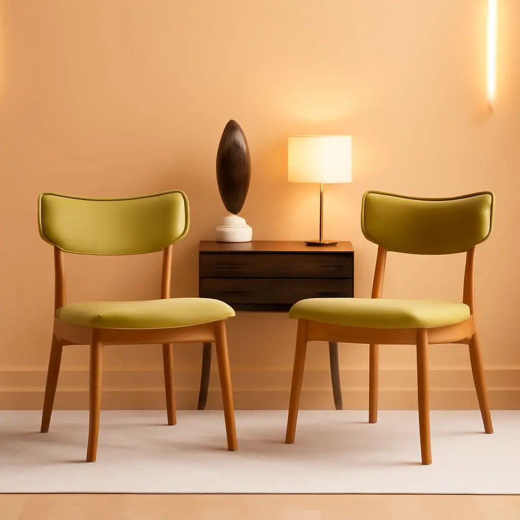 Mid Century Fabric Dining Chairs Set Of 2 In Green Tea from PriceLows™