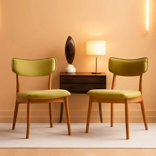 Mid Century Fabric Dining Chairs Set Of 2 In Green Tea from PriceLows™