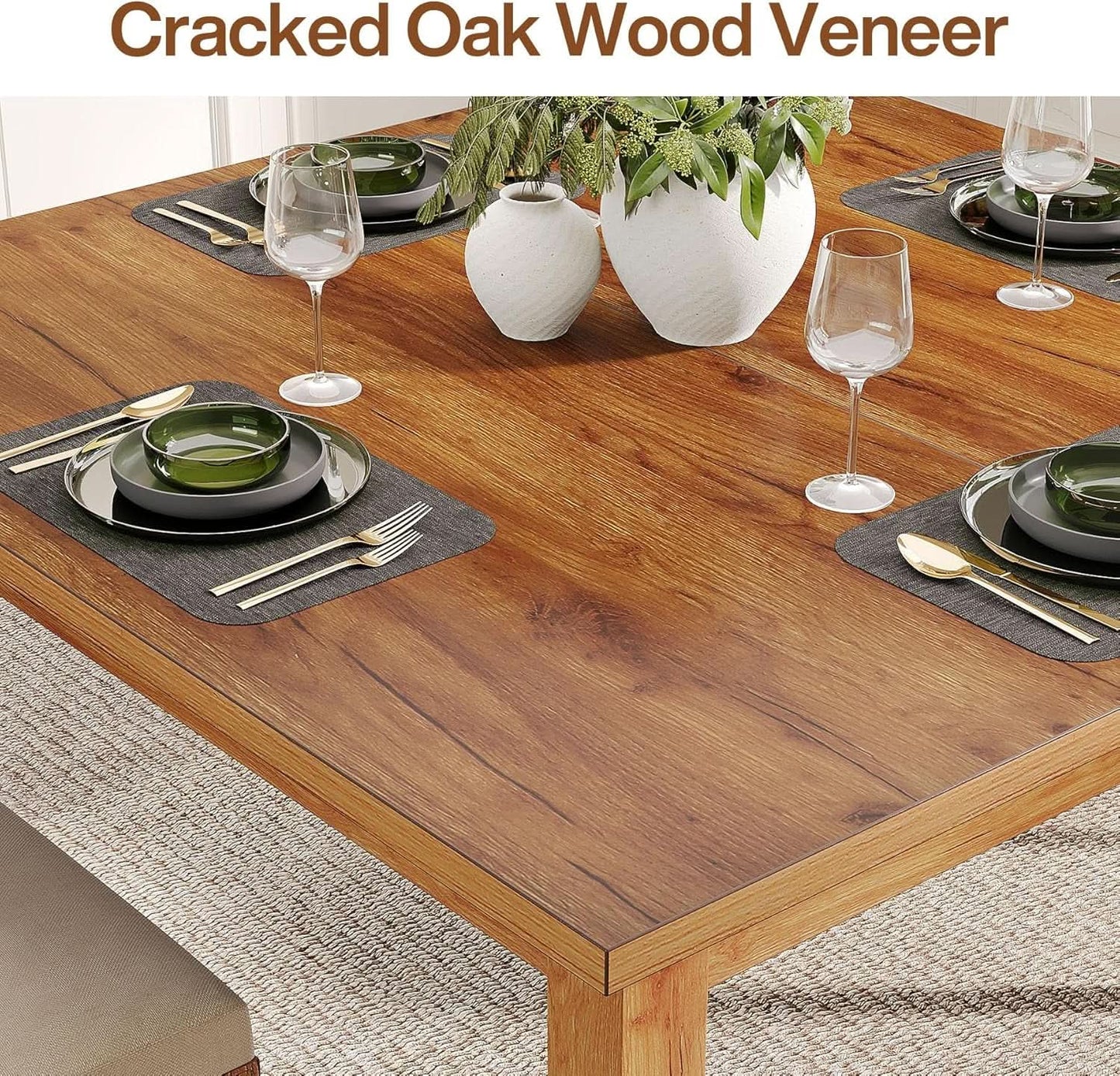 Tribesigns 39 Inch Wood Dining Table Rustic Brown Farmhouse from PriceLows™
