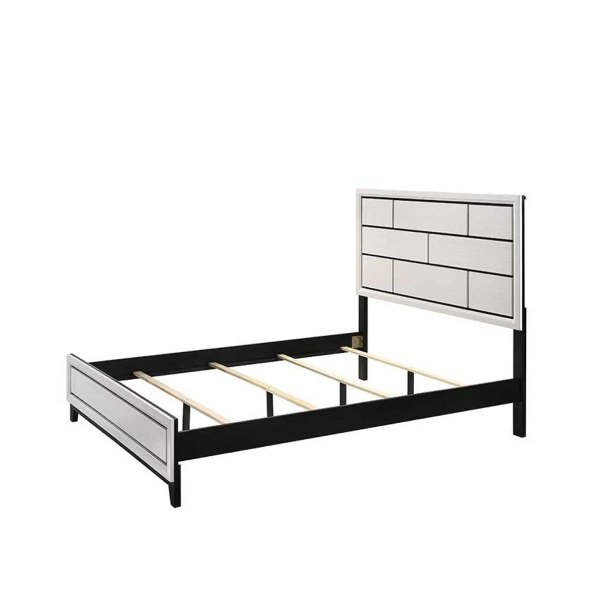 Bed | Contemporary Geometric Headboard | Low Profile Frame